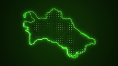 3D Taşıyıcı Neon Türkmenistan Haritası Sınırları Döngü Özeti Arkaplanı