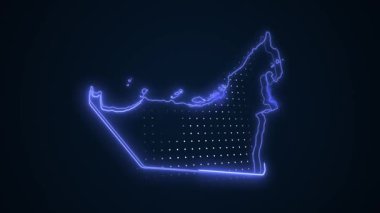 3D Taşıyıcı Neon Birleşik Arap Emirlikleri Harita Kenar Kenarlıkları Döngü Özeti Arkaplanı