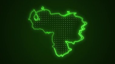 3D Taşınan Neon Venezuela Haritası Kenarlık Çizgisi Döngü Arkaplanı