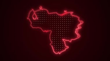 3D Taşınan Neon Venezuela Haritası Kenarlık Çizgisi Döngü Arkaplanı