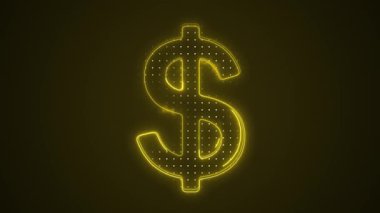 3 Boyutlu Taşıyıcı Neon Sarı Dolar İşaret Ana Hattı Döngü Arkaplanı