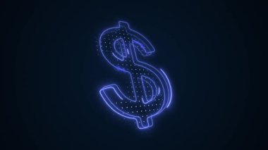 3D Taşınan Neon Mavi Dolarlık İşaret Çizgisi Döngüsü Arkaplanı