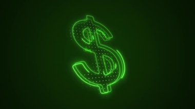 3D Taşıyıcı Neon Yeşil Dolar İşaret Çizgisi Döngüsü Arkaplanı