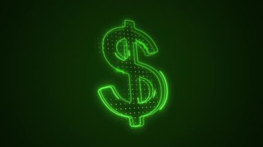 3D Taşıyıcı Neon Yeşil Dolar İşaret Çizgisi Döngüsü Arkaplanı