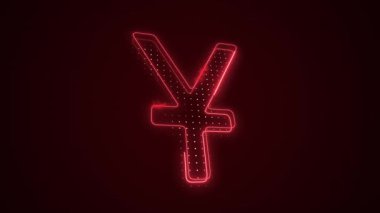 3D Taşıyıcı Neon Kırmızı Yuan İşaret Çizgisi Döngü Arkaplanı