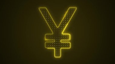 3D Taşıyıcı Neon Sarı Yen İşareti Ana Hattı Döngü Arkaplanı