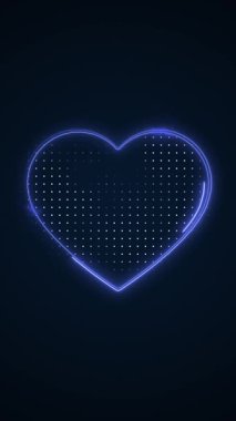 Dikey Neon Mavi Kalp Haritası Kenarlık Çizgisi Döngü Arkaplanı
