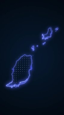 Dikey Neon Mavi Grenada Haritası Kenarlık Çizgisi Döngü Arkaplanı
