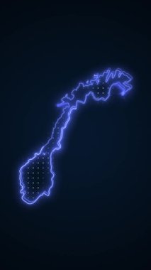 Dikey Neon Mavi Norveç Haritası Kenar Kenarlıkları Döngü Arkaplanı