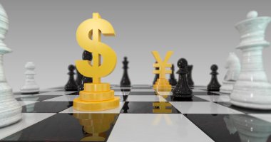 para birimi savaş, Doları dama tahtası üzerinde yuan karşı 3D çizimi