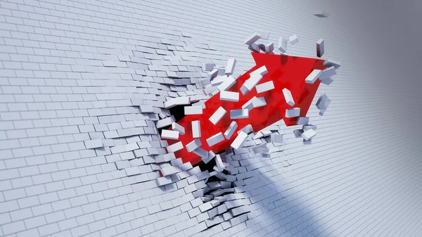 3D illustratie van pijl breken door muur — Stockfoto