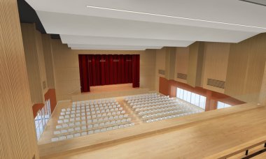bir konferans merkezinin 3D çizimi