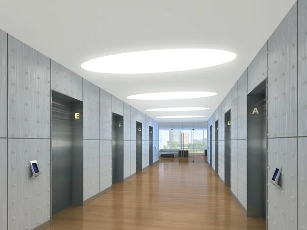 Ilustração 3d de moderno elevador lobby — Fotografia de Stock