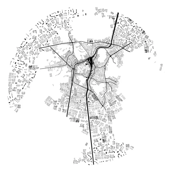 3D-Abbildung der topographischen Stadtkarte — Stockfoto