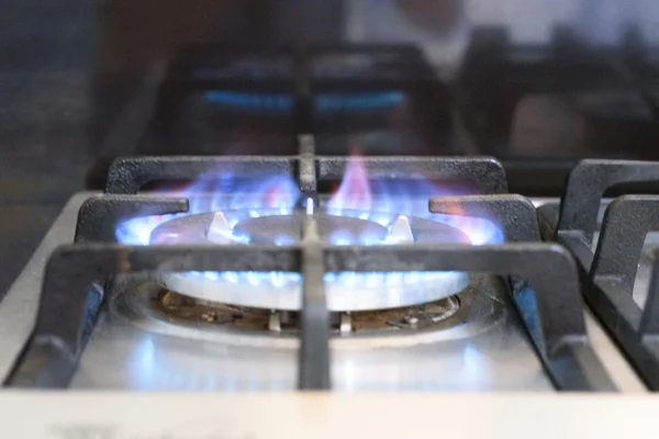 LPG blue flame burning at the stove — Stock Photo, Image
