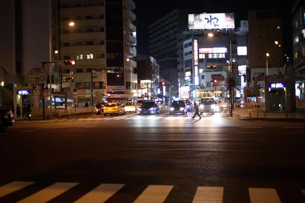日本の夜の道路横断 — ストック写真