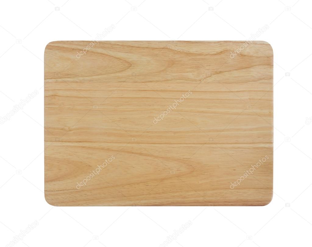 Wooden chopping block for butcher isolated on white background