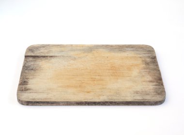 Kasap için eski tahta kesme bloğu (tahta) kesme yolu ile beyaz arkaplanda izole