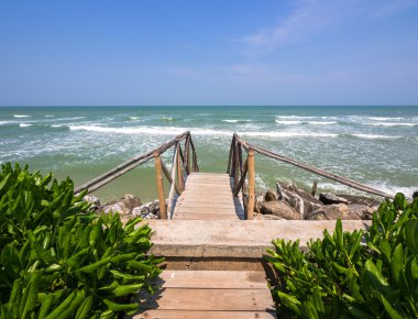 Plaj ve deniz için önde gelen Ahşap merdiven 