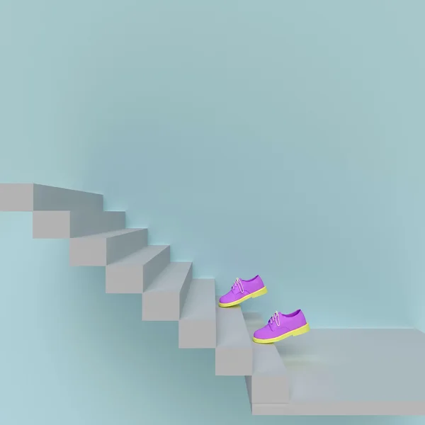 Escada no andar de cima sapatos rosa — Fotografia de Stock