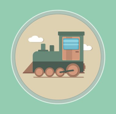 lokomotif ve bulutlar düz vektör çizim