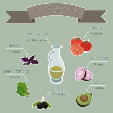 salata tarifi vektör infographics