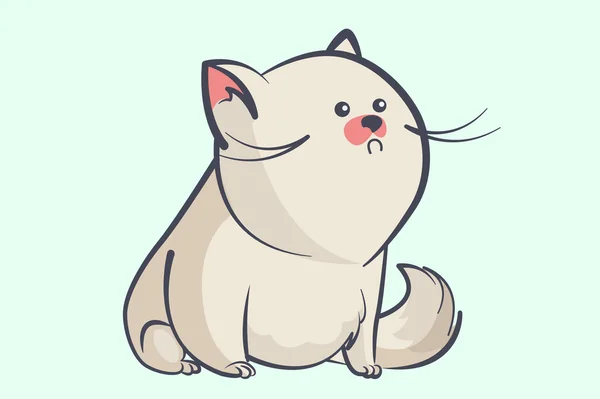 Gato gris gordo con un poco de ojos redondos — Vector de stock