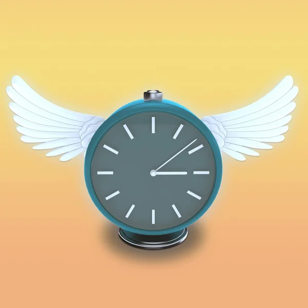 Round table clock with white wings — Stock Photo, Image