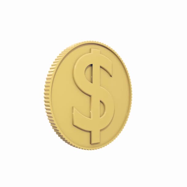 Monedas apilan ilustración 3D aislada sobre fondo blanco — Vídeo de stock