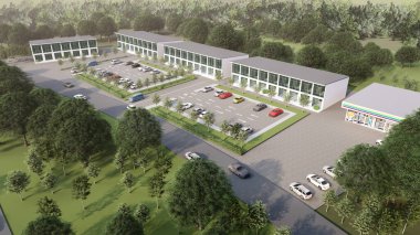 Bir Dağ Manzarasında Modern Konut Topluluğunun Havadan Görünümü