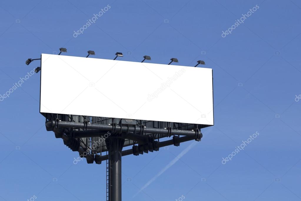 Blank billboard for advertisement, against blue sky