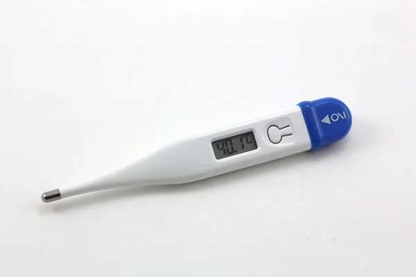 White thermometer, with high fever — Stock Photo, Image