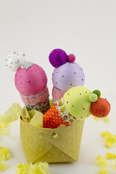 Handmade ice creams, in a paper box packaging