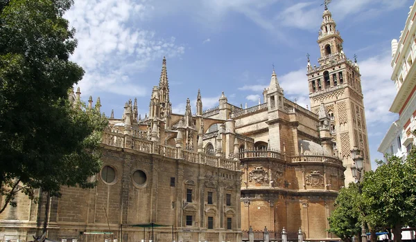 La Giralda, den berömda katedralen i Sevilla Royaltyfria Stockfoton