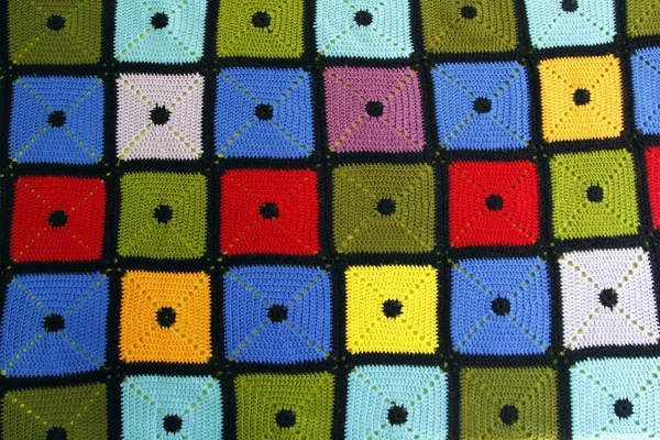 Bunte Decke, mit verschiedenen Quadraten — Stockfoto