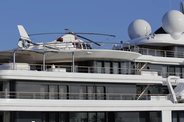 Helicopter in a luxury yacht — Stock Photo, Image