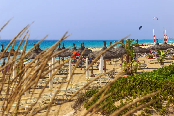 Playa Torre San Giovanni. ITALIA (Apulia) .Verano.Relajarse en la playa . — Foto de Stock