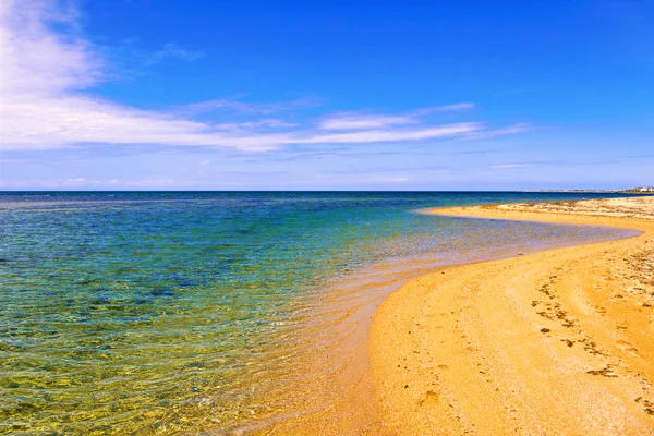 Mediterrane Macchia .salento Küste: Strand von Lido Marini (lecce). Italien (apulia). — Stockfoto