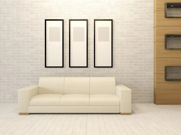 Interior ruangan putih dalam desain modern dan loteng — Stok Foto