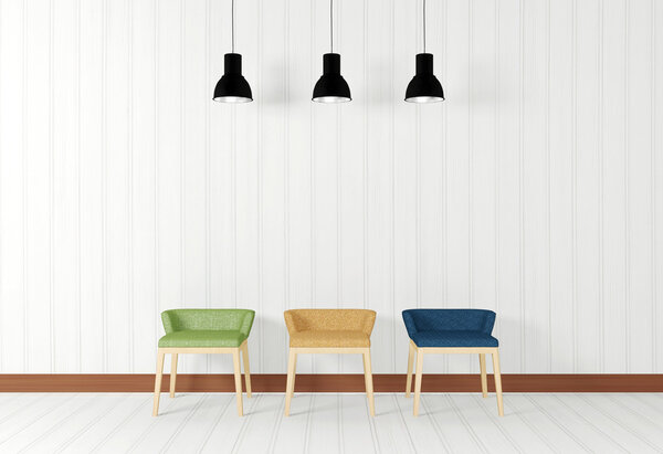 White room interior in simple and minimal design