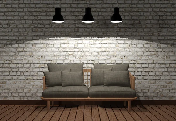 Интерьер комнаты в минимальном стиле в темноте — стоковое фото