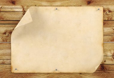 Eski vintage Kağıt ahşap arka plan üzerinde boş