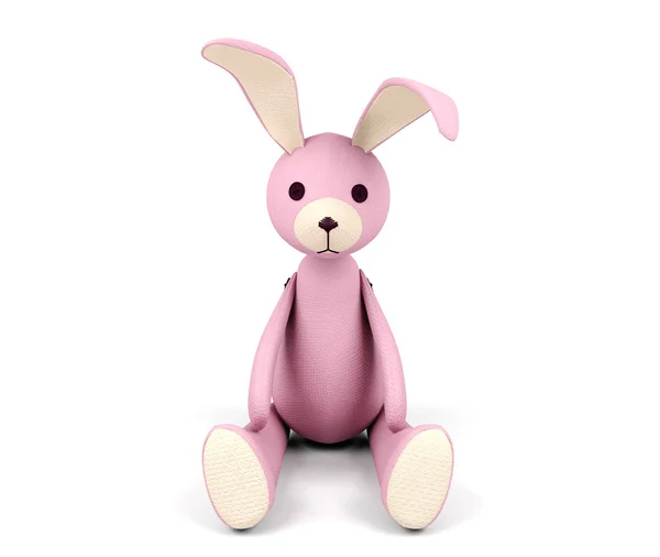孤立的粉红色兔子娃娃 — 图库照片