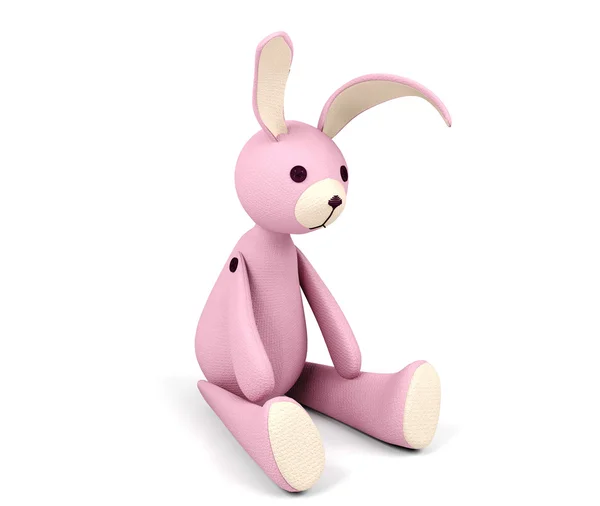 孤立的粉红色兔子娃娃 — 图库照片