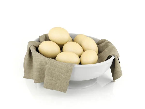 Huevos en un tazón aislado — Foto de Stock