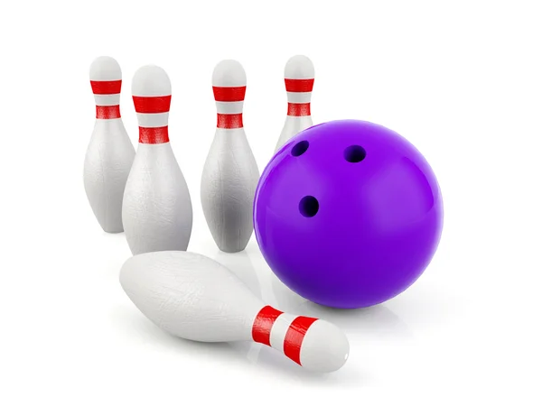 Perni da bowling e bowling 3D — Foto Stock