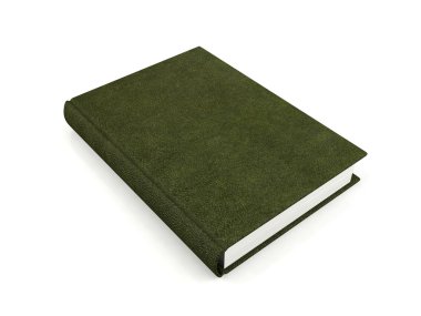 Beyaz arka plan üzerinde izole yeşil deri kaplı bir kitap
