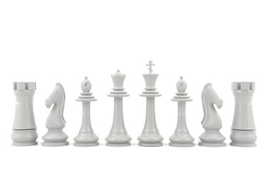İzole beyaz satranç taşları 