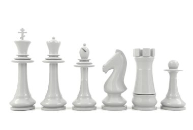 İzole beyaz satranç taşları 
