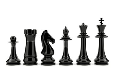 izole siyah satranç taşları 